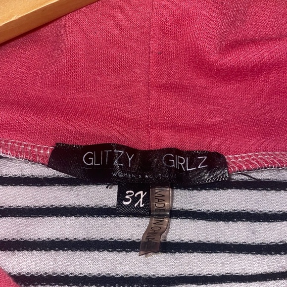 Glitzy Girlz 3X Striped Hoodie with Pink Hood - Picture 4 of 5